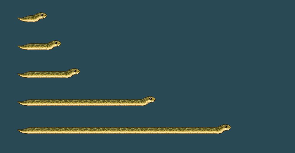 Snake bridges at 4, 16, 32, 96 and 160 world units