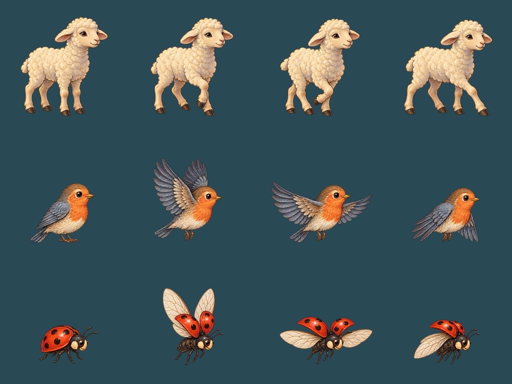Meadow animal pose sheet