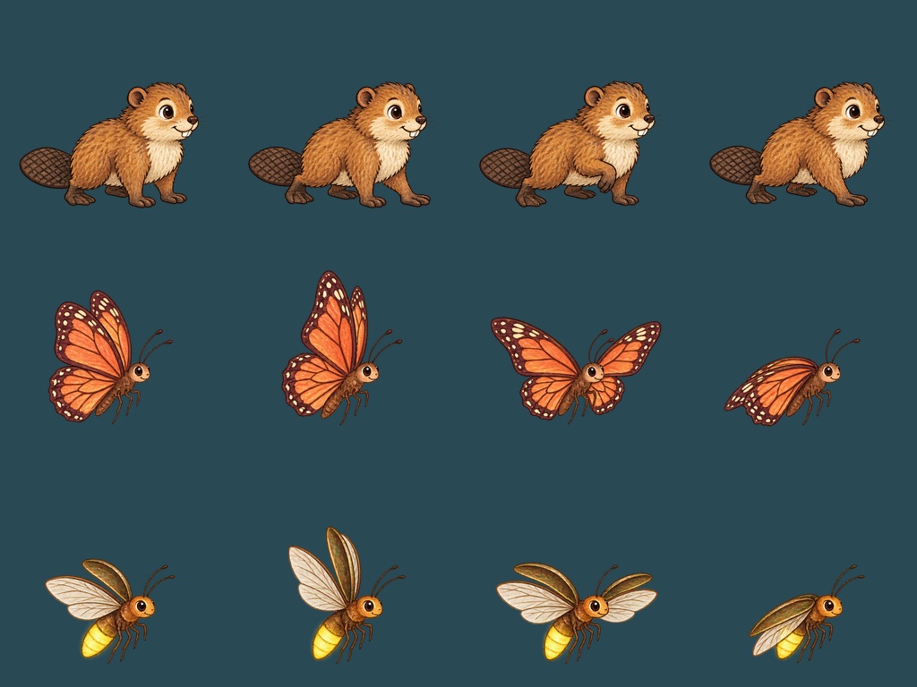 Woodland animal pose sheet