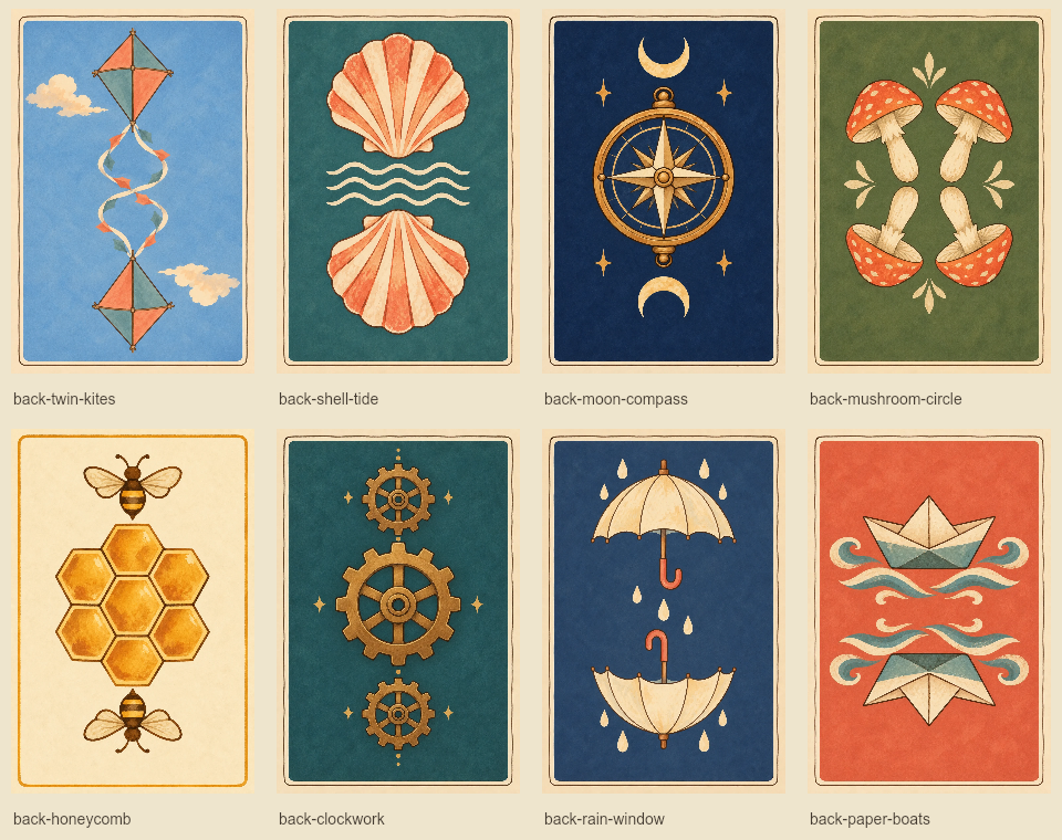 Eight new card back designs